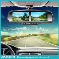 High brightness dual 4.3'' car rearview mirror monitor with adjustable parking line