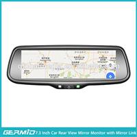 7.2 inch wide screen rear view mirror with mirror link and backup camera display