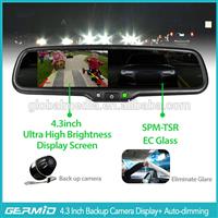 Auto dimming rearview mirror monitor back up camera display with auto brightness adjustable