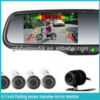 4.3inch digital car rearvew mirror monitor with parking sensor revarse camera