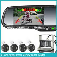 4.3inch car rearvew mirror monitor with parking sensor revarse camera