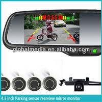 4.3" lcd bluetooth rearview mirror monitor+reverse camera+parking sensor