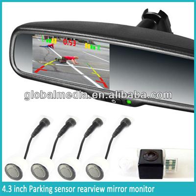 4.3" OEM mirror monitor with reverse camera display and parking sensor