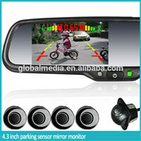 4.3 inch car mirror with backup camera and auto parking sensor to warn