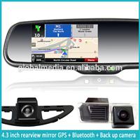 auto rearview mirror with 2 video inputs and car gps navigation