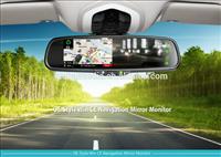 4.3 inch car navigator rear view mirror monitor with reverse camera display and bluetooth
