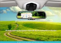 car navigation rear view mirror monitor with reverse camera display with parking ;one
