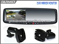 4.3 inch digital rearview mirror monitor with built in DVR two-channel video recording