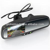 4.3 inch rearview mirror monitor with built in DVR, two-channel video recording, reverse camera display