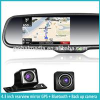 car GPS navigation rearview mirror monitor with reverse camera display