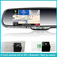 Wince GPS navigatior rearview mirror monitor with backup camera display