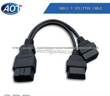 16 Pin Male To Dual Female OBDII Splitter Extension Cable N Factory Promotin Price