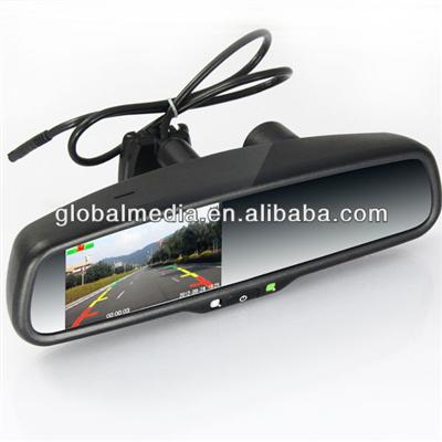 4.3 inch rearview mirror monitor with built in DVR, two-channel video recording, reverse camera display
