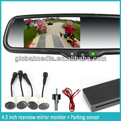 2013 latest 4.3 inch LCD car digital rearview mirror with parking camera/EC-licensed auto dimming