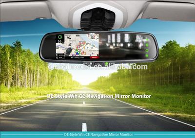 4.3 inch GPS navigation rearview mirror monitor with backup camera display for most car model