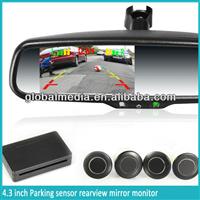 4.3 inch parking sensor rearview mirror radar detector