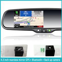 4.3inch naviagtion, bluetooth enabled, touchscreen rear view mirorr for any car
