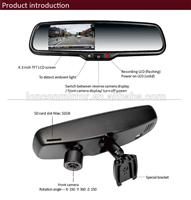 Full HD Car DVR Rearview Mirror 1080p 4.3" with Auto Dimming