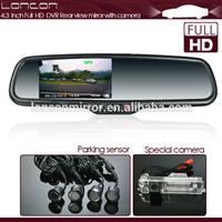 Full hd dvr car video recorder 1080p gps tracker rear view mirror & car radar detect