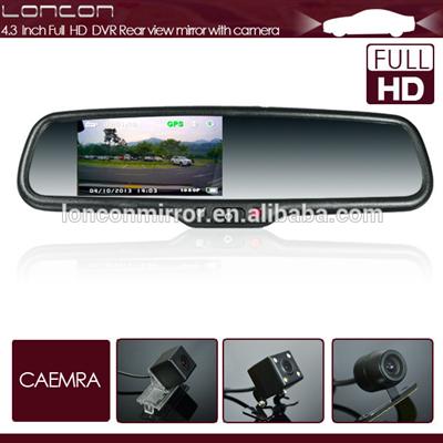 1080P car dvr rearview mirror 4.3 inch tft lcd screen & gps tracker option