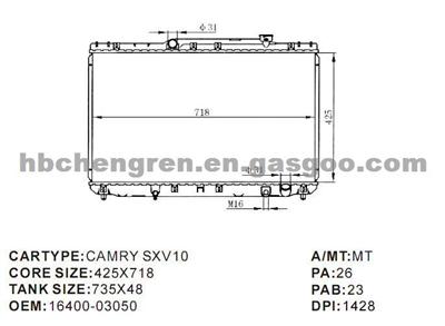 DPI:1428 CAR Radiator For TOYOTA CAMRY' 92-96 SXV10 MT OEM:16400-03050