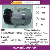 AUTO AC COMPRESSOR for Buick Chevy Oldsmobile Pontiac V6 3.8 GAS 1996-2004