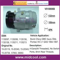 V5 AUTO AC COMPRESSOR for Buick Chevy GMC Isuzu Olds Pontiac V6 3.1 GAS 1994-1997.