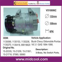 V5 AUTO AC COMPRESSOR for Buick Chevy Oldsmobile Pontiac V6 3.1 GAS 1994-1998