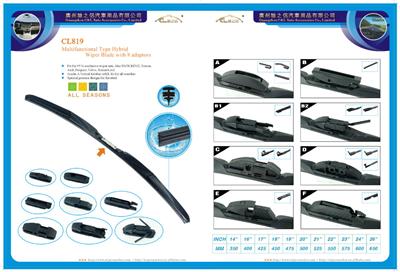 CL819 Multifunctional hybrid wiper blade with 8 adapters