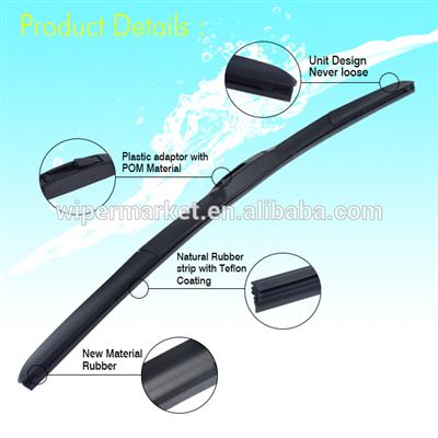 Rubber windshield wiper blade hybrid type