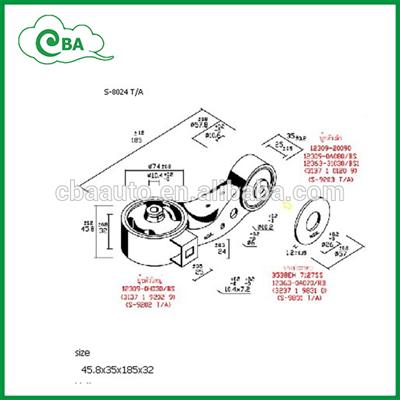 OEM auto replacement part Engine Mount for Japanese cars Toyota 12309-0A070