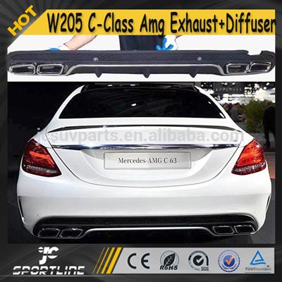 W205 C Class AMG PP Car Rear Bumper Lip + Exhaust Muffler for Mercedes W205 Standard 2015