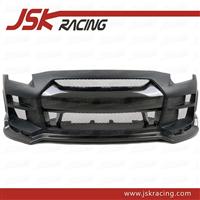 2008-2013 JSK STYLE GLASS FIBER FRONT BUMPER WITH CARBON FIBER NOSE COVER AND SIDE VENTS FOR NISSAN R35 GTR(JSK220959)