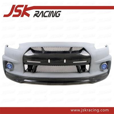 2008-2014 WALD STYLE GLASS FIBER FRONT BUMPER WITH CARBON FIBER NOSE COVER AND CARBON FRONT LIP FOR NISSAN R35 GTR(JSK220970)