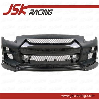 2008-2013 JSK STYLE GLASS FIBER FRONT BUMPER WITH CARBON FIBER NOSE COVER AND SIDE VENTS FOR NISSAN R35 GTR(JSK220959)