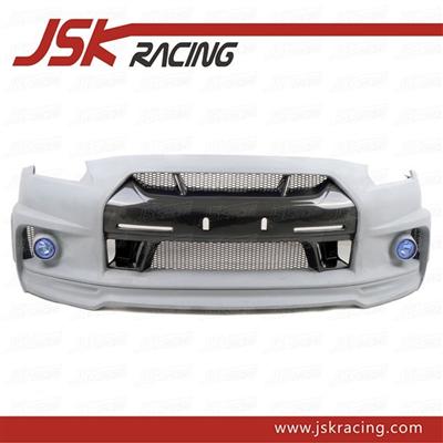 2008-2014 WALD STYLE GLASS FIBER FRONT BUMPER WITH CARBON FIBER NOSE COVER FOR NISSAN R35 GTR(JSK220973)