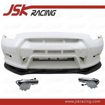 2008-2015 VA WIDE STYLE GLASS FIBER FRONT BUMPER WITH CARBON FIBER FRONT LIP FOR NISSAN GTR R35(JSK2209124)