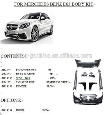 factory sell directly auto vihicle parts body kit for mercedes benz W212 E63 upgraded body kit for 2010-2014 by maker