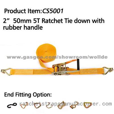 CS5001 2” 50mm 5T Ratchet Tie Down With Rubber Handle
