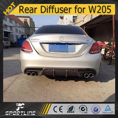 Auto PP Steel W205 Rear Bumper Diffuser with Exhuast Tips for Mercedes W205 Sport