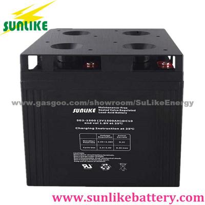 Deep Cycle Lead Acid Solar Panel Battery 2V1500ah For Power