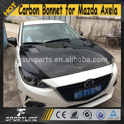 JC Style Carbon Fiber Front Polishing Bonnet Cover With Holes for Mazda Axela 5D Wagon Hatchback 14-15