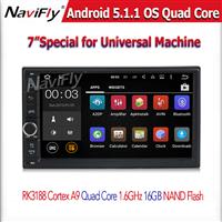 1.6GHZ CPU 16G flash Quad Core Android 5.1.1 car GPS navigation player for 2 din universal car radio stereo