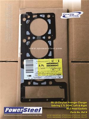 Cylinder Head Gasket / Head Gasket Set # 54230, 4663693AC, 4792931AA, 4792931AC, 9514PT54231, 4663694AC, 4792932AA, 4792932AC, 9517PT