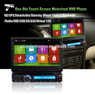 In-dash car dvd 1din DVD/MP3/CD GPS Bluetooth AM/FM receiver with 7 inch touch screen