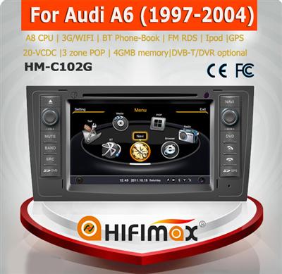 HIFIMAX car dvd gps navigation system for AUDI A6 /S6/RS6 1999-2004 WITH A8 CHIPSET DUAL CORE 1080P V-20 DISC WIFI 3G DVR