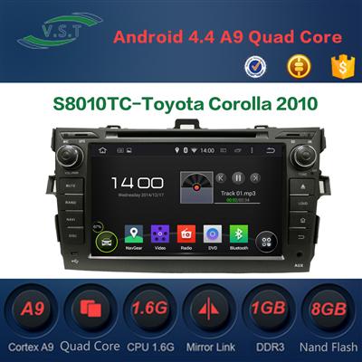 Quadcore Android car radio for Toyota Corolla 2010 android 4.4 car dvd gps with 3G,wifi,1G RAM,16 GB Nand,1080P