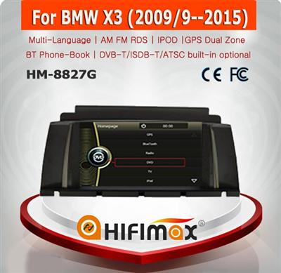 HIFIMAX touch screen car radio for bmw x3 navigation with AM FM RDS DVD GPS IPOD Bluetooth AUX SD USB