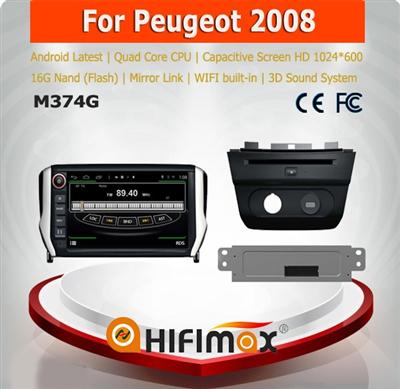 HIFIMAX Android 4.4.4 car dvd player for Peugeot 2008 WITH Capacitive screen 1080P 16G ROM WIFI 3G INTERNET DVR SUPPORT