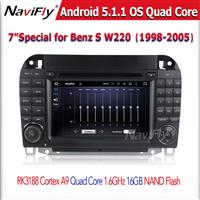 Android 5.1.1 1.6GHZ CPU Quad core car audio video player for CL-W215 S W220 S280 S420 S430 car dvd 1024*600 pixel